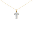 14K Yellow Gold 2.0 Cttw Multi-Row Diamond Cross Pendant Necklace