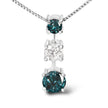 14K White Gold 1 1/2 Cttw Treated Blue and White Diamond 3-Stone 18