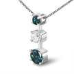 14K White Gold 1 1/2 Cttw Treated Blue and White Diamond 3-Stone 18