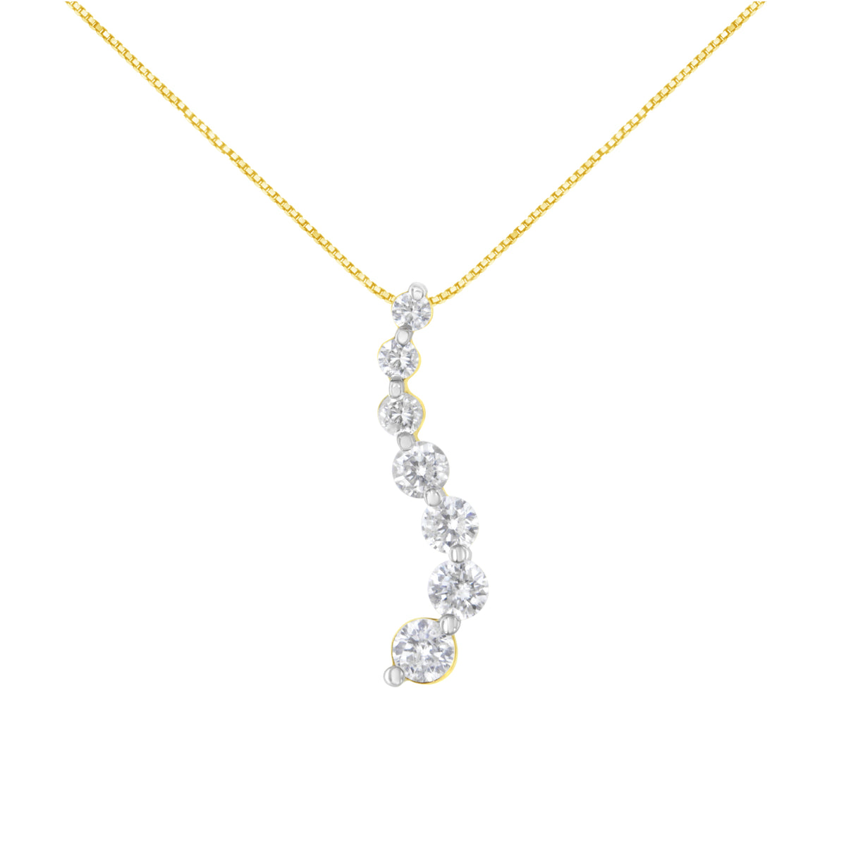AGS Certified 14K Yellow Gold 2.0 Cttw Baguette and Brilliant Round-Cut Diamond Journey 18