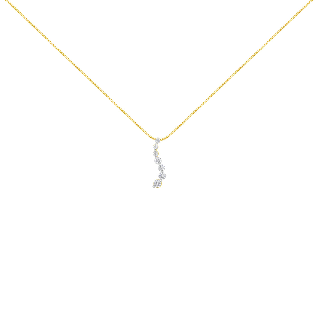 AGS Certified 14K Yellow Gold 2.0 Cttw Baguette and Brilliant Round-Cut Diamond Journey 18