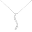 14K White Gold 3.0 Cttw Round-Brilliant & Baguette Cut Diamond S Shaped Graduated 18