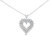 925 Sterling Silver 4.0 Cttw Diamond Two Row Open Heart 18