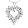 925 Sterling Silver 4.0 Cttw Diamond Two Row Open Heart 18