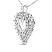 925 Sterling Silver 4.0 Cttw Diamond Two Row Open Heart 18