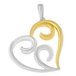 10K Yellow Gold Over .925 Sterling Silver Open Heart with Swirls 18