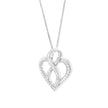 14K White Gold 1/4 cttw Round Cut Diamond Heart and Ribbon Center Pendant Necklace (H-I, I1-I2)