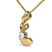 10K Yellow Gold 1/10 Cttw Round Diamond Solitaire Spiral Pendant Necklace