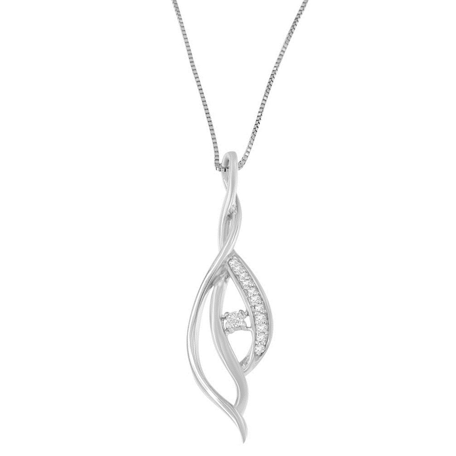 Espira 10K White Gold Round Diamond Accented Open Cascade Twist 18