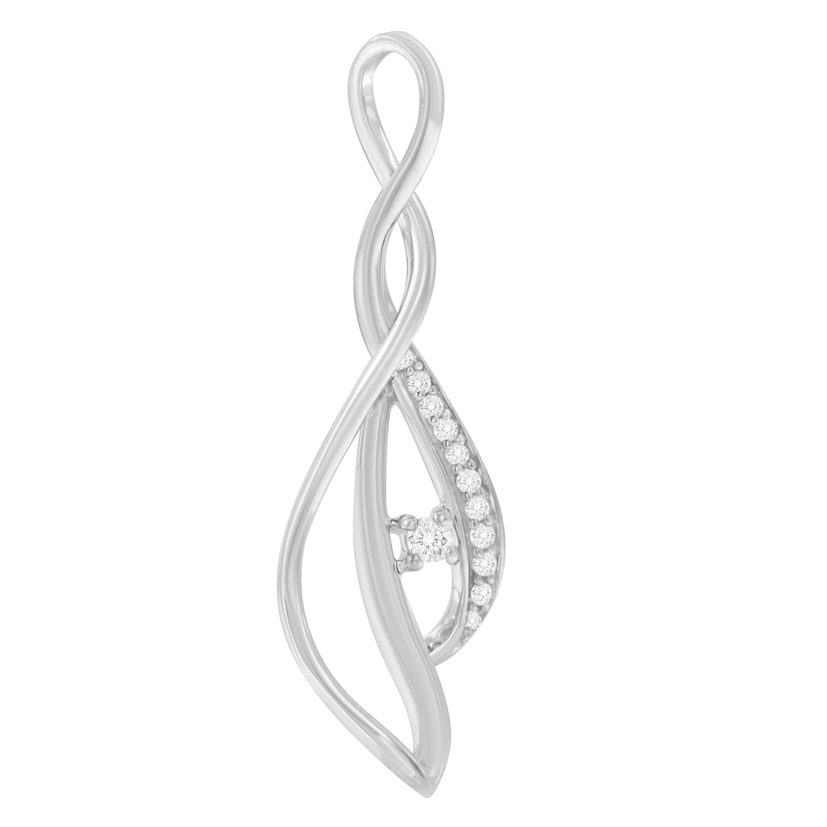 Espira 10K White Gold Round Diamond Accented Open Cascade Twist 18