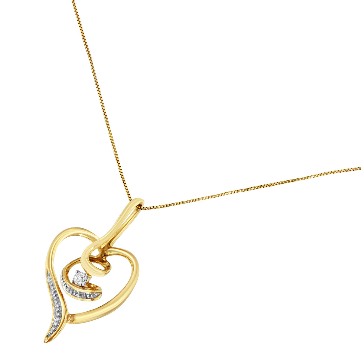 Espira 10K Yellow Gold .03 Cttw Diamond-Accented Round-Cut Diamond Swirl Open Heart 18