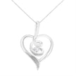 Espira 10K White Gold .03 Cttw Diamond-Accented Round-Cut Diamond Swirl Open Heart 18