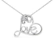 .925 Sterling Silver 1/6 Cttw Round Brilliant-Cut Diamond Accented Open Heart with Love 18