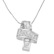 14K White Gold 2 cttw Princess and Baguette Cut Diamond Ribbon Pendant Necklace (H-I, SI-SI2)