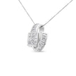 14K White Gold 2 cttw Princess and Baguette Cut Diamond Double Loop Pendant Necklace (G-H, VS1-VS2)