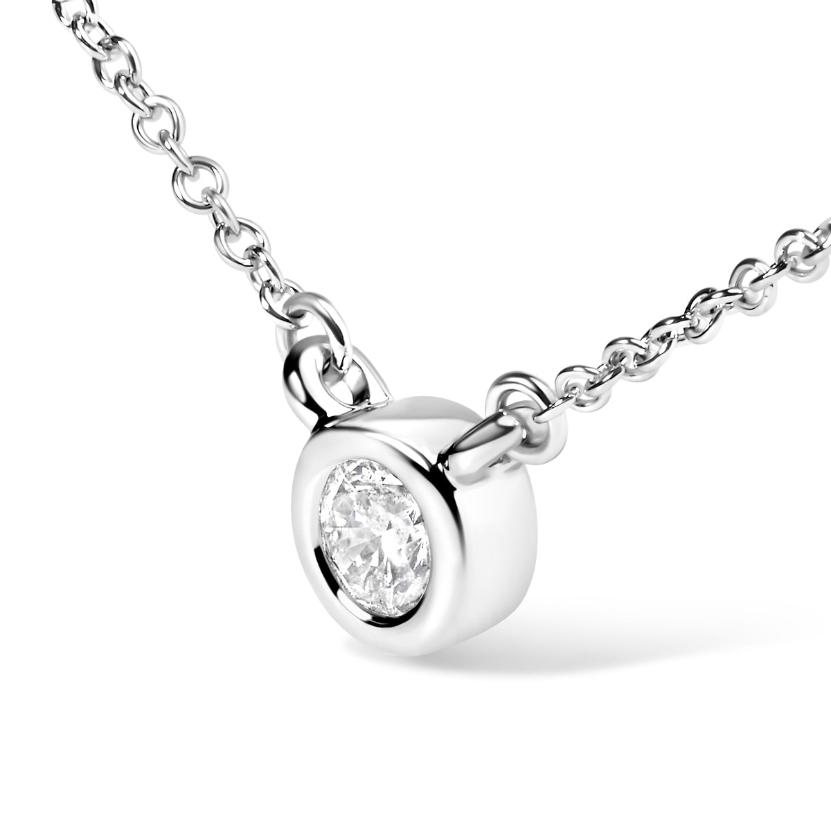 10K White Gold 1/10 Carat Round Brilliant-Cut Diamond Modern Bezel-Set Solitaire 16