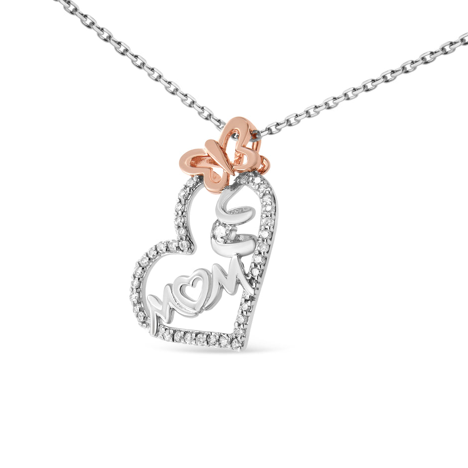 Two Tone .925 Sterling Silver 1/5 cttw Diamond 