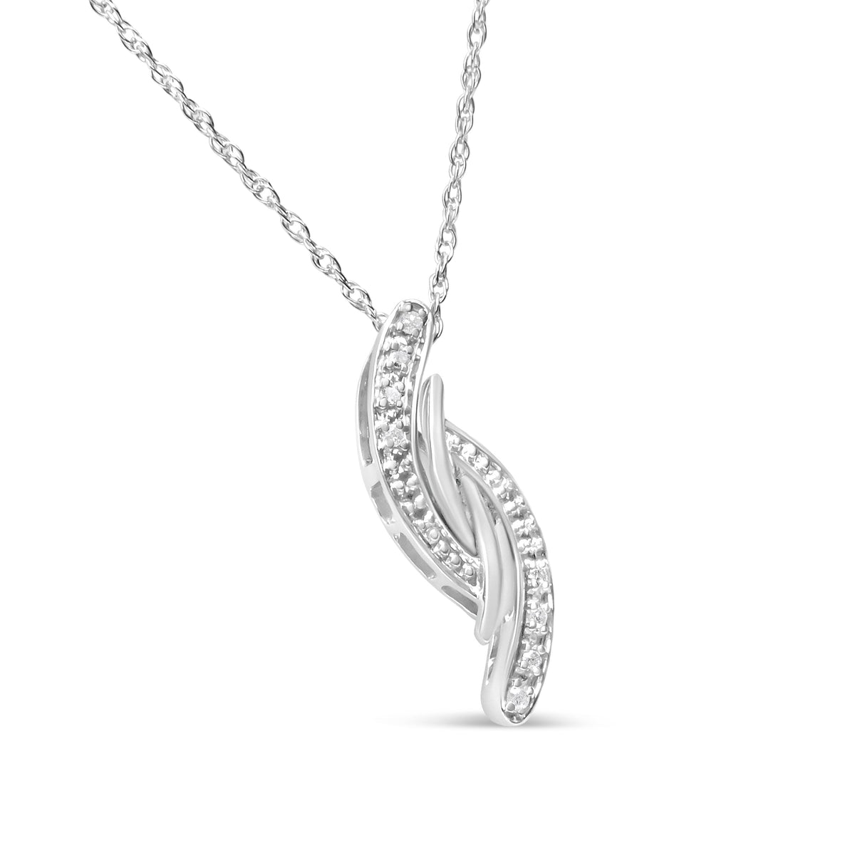 .925 Sterling Silver Diamond Accent Bypass Curve 18