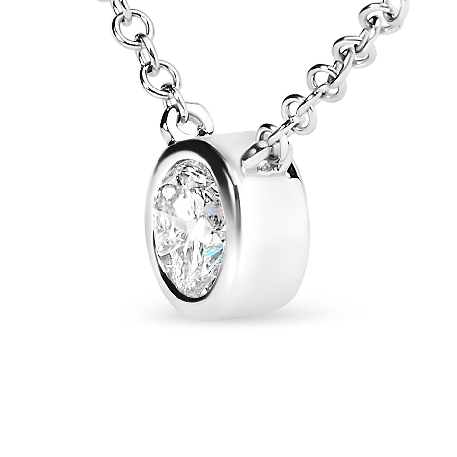 14K White Gold 1/2 Cttw Lab Grown Diamond Modern Bezel-Set Solitaire 16
