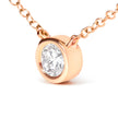 2 Micron 14K Rose Gold Plated Sterling Silver Bezel-Set Diamond Solitaire Pendant Necklace (1/3 cttw, H-I Color, I1-I2 Clarity)