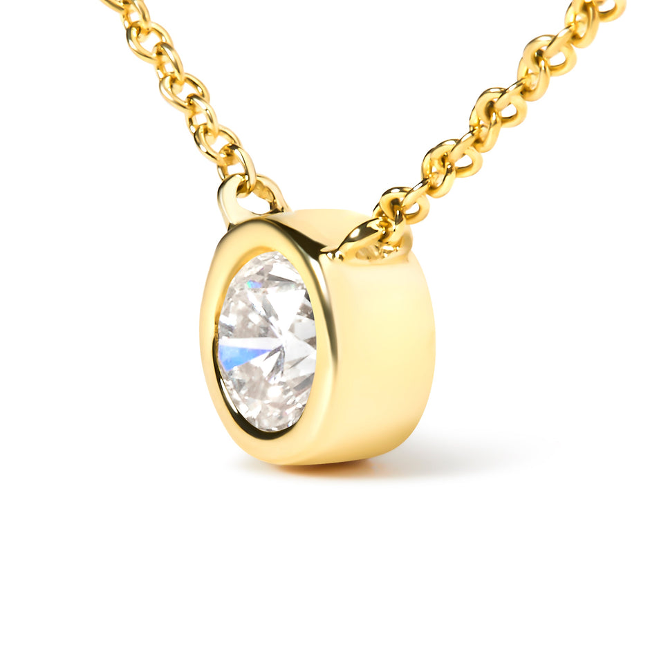 10K Yellow Gold 1/3 Carat Round Brilliant-Cut Diamond Modern Bezel-Set Solitaire 16
