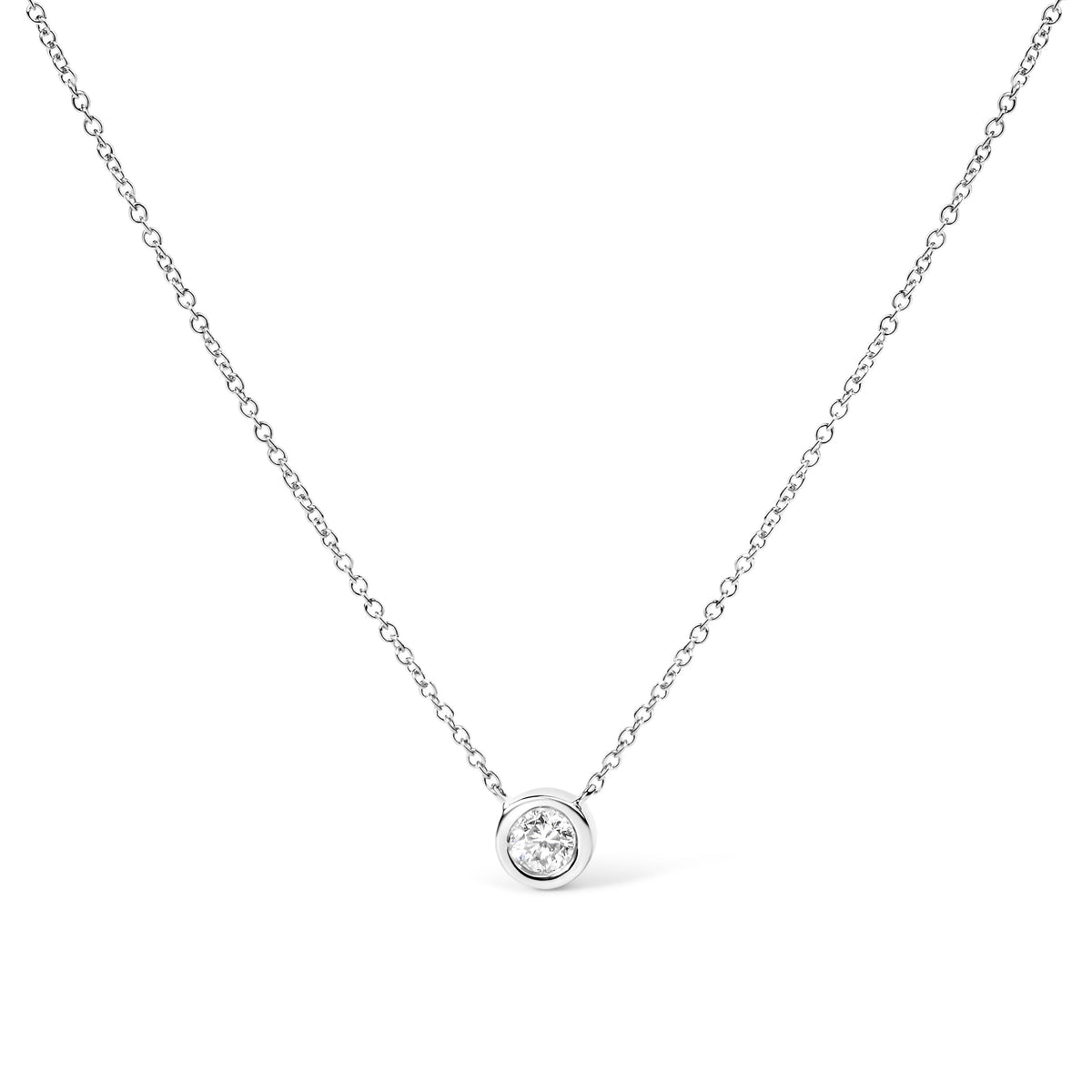 10K White Gold 1/2 Carat Round Brilliant-Cut Diamond Modern Bezel-Set Solitaire 16