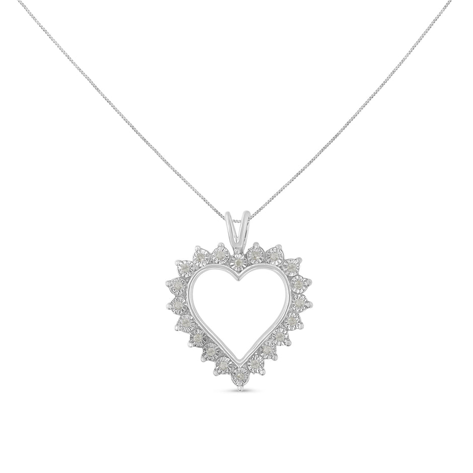 .925 Sterling Silver 1/4 Cttw Miracle Set Diamond Open Heart 18