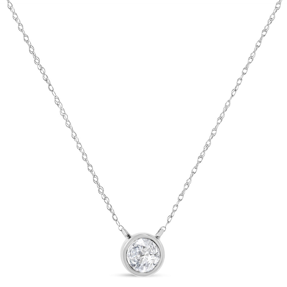 14K White Gold 1/2 Cttw Lab Grown Diamond Modern Bezel-Set Solitaire 16