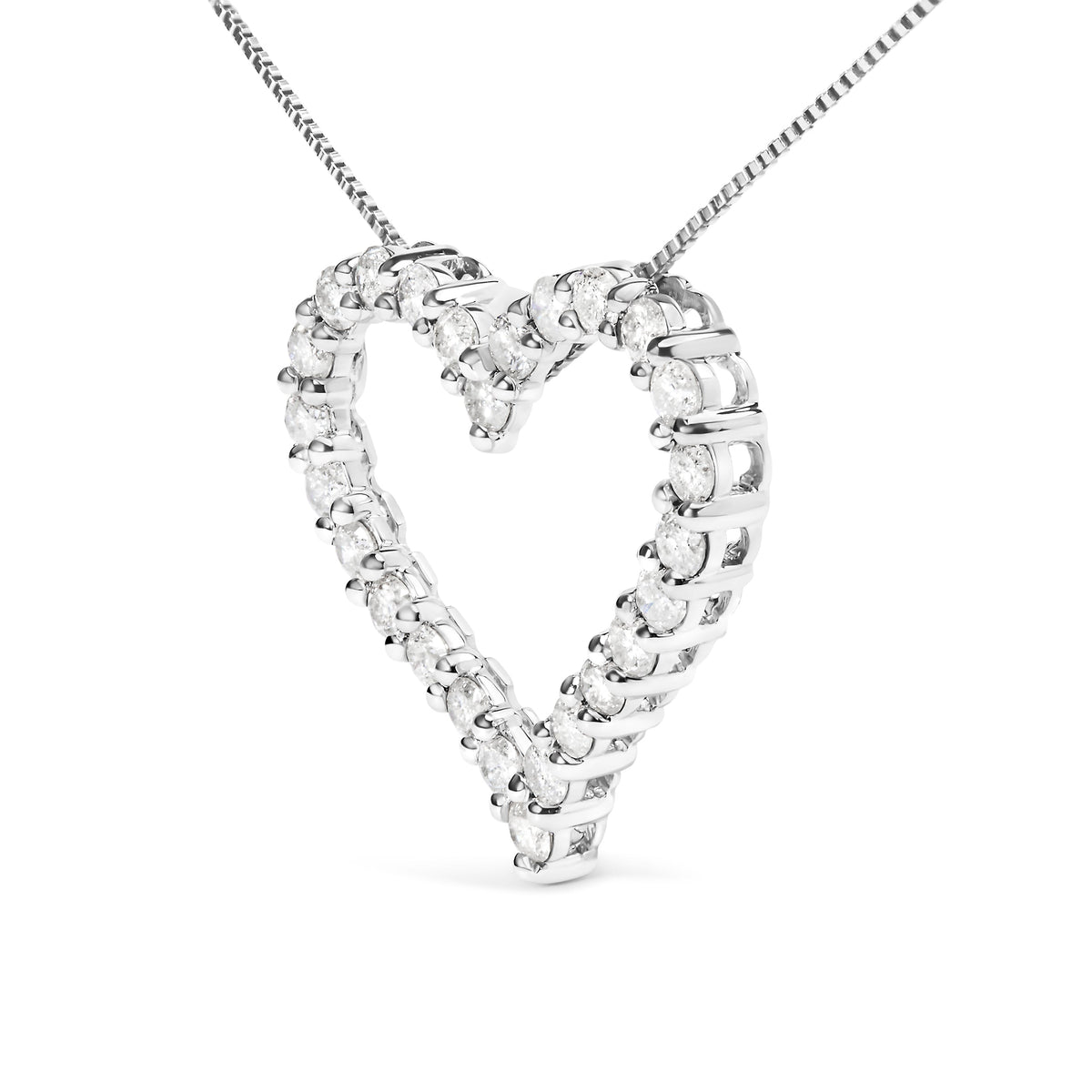 .925 Sterling Silver 2.0 Cttw Diamond Open Heart 18