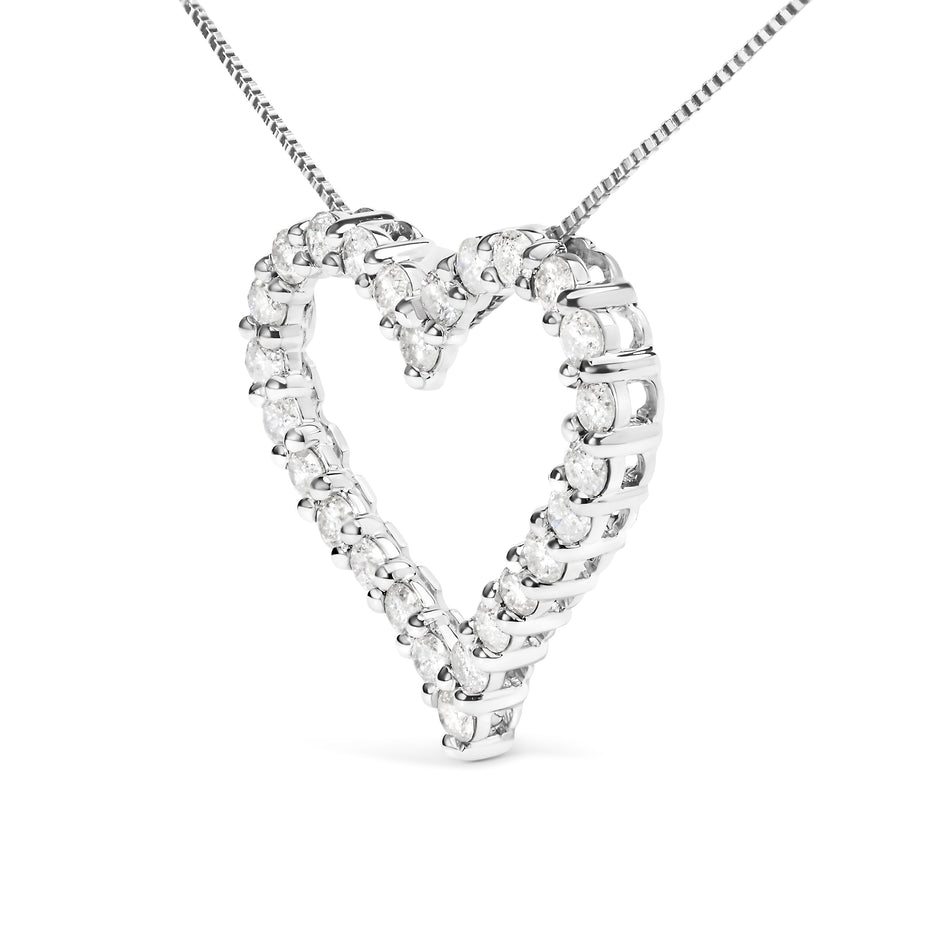 .925 Sterling Silver 2.0 Cttw Diamond Open Heart 18