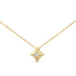 10K Yellow Gold 1/5 Cttw Bezel Set Princess Diamond Kite Shaped Solitaire Pendent Necklace