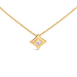 10K Yellow Gold 1/5 Cttw Bezel Set Princess Diamond Kite Shaped Solitaire Pendent Necklace