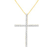 .925 Sterling Silver 2 1/2 cttw Diamond Cross Pendant Necklace (H-I, I2-I3)