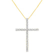 10K Yellow Gold Plated .925 Sterling Silver 4.0 Cttw Round Cut Diamond Cross Pendant Necklace (J-K Color, I1-I2 Clarity) - 18