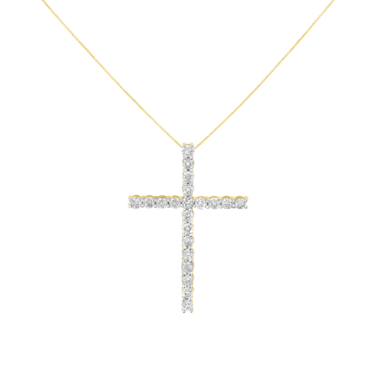 10K Yellow Gold Plated .925 Sterling Silver 4.0 Cttw Round Cut Diamond Cross Pendant Necklace (J-K Color, I1-I2 Clarity) - 18