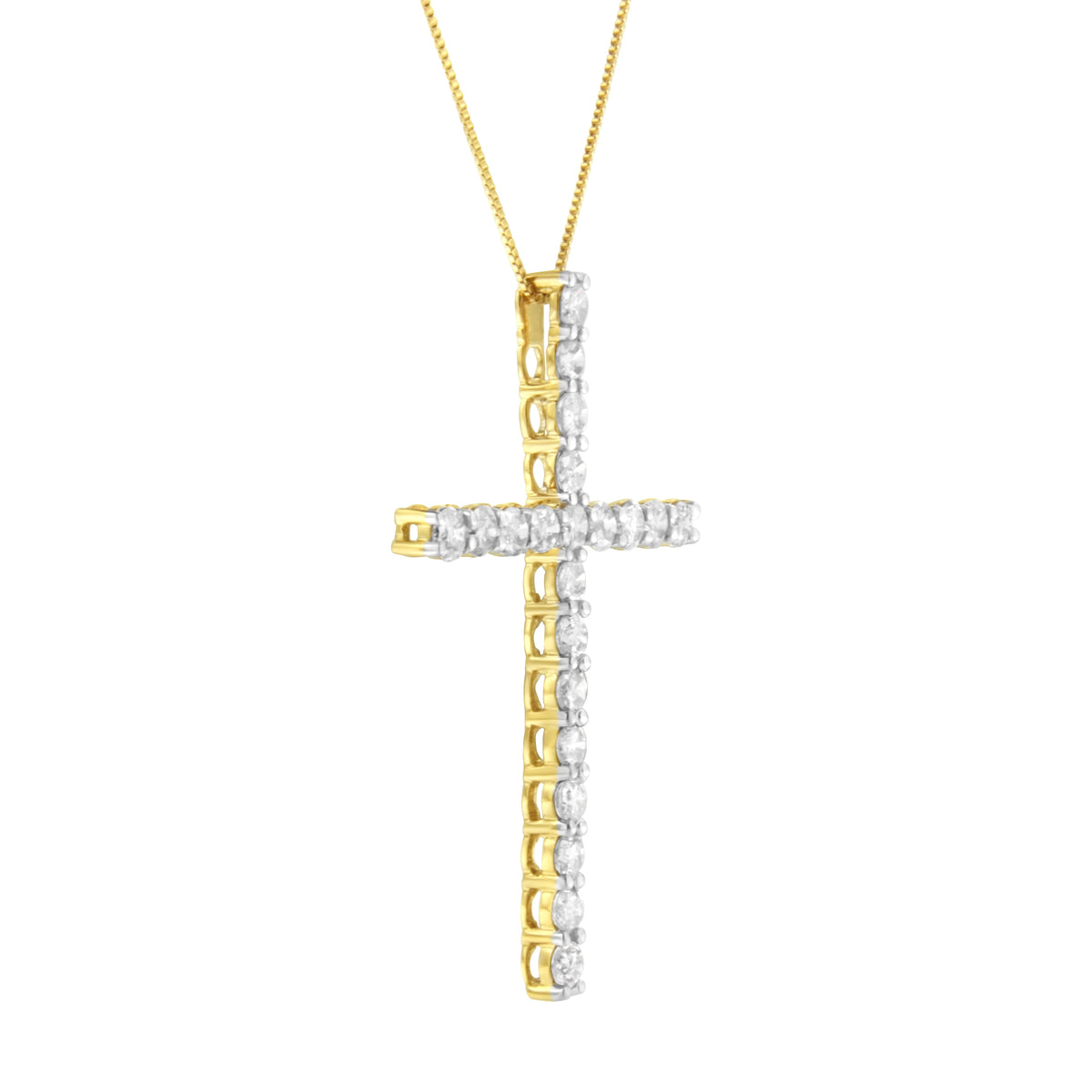 10K Yellow Gold Plated .925 Sterling Silver 4.0 Cttw Round Cut Diamond Cross Pendant Necklace (J-K Color, I1-I2 Clarity) - 18