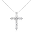 .925 Sterling Silver 1.0 Cttw Prong Set Round-Cut Diamond Cross 18