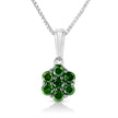 .925 Sterling Silver 1/2 Cttw Prong Set Treated Green Diamond Floral Cluster 18