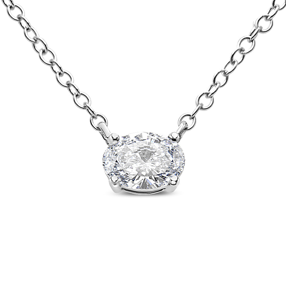 14K White Gold 1/2 Cttw Lab Grown Oval Shape Solitaire Diamond East West 18