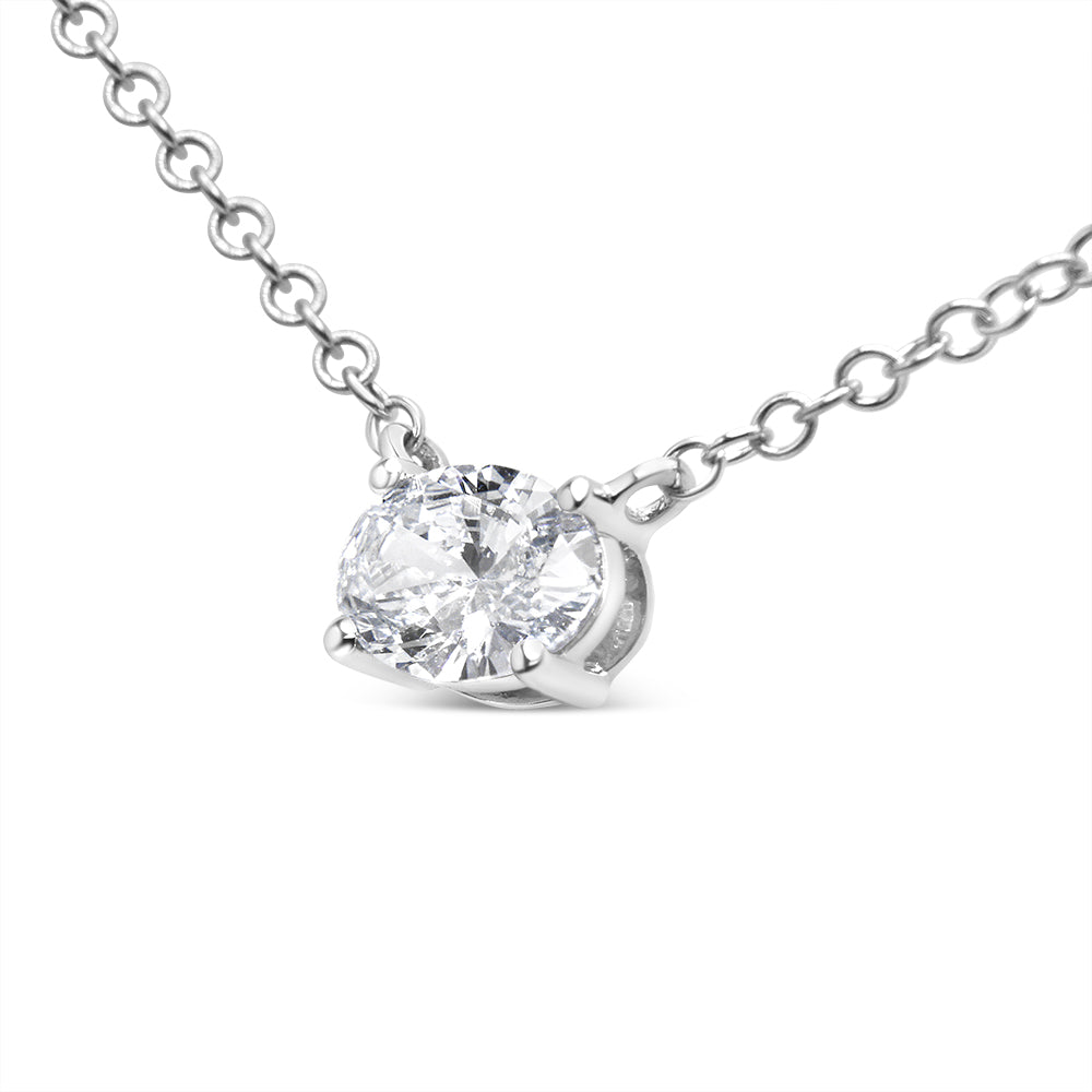 14K White Gold 1/2 Cttw Lab Grown Oval Shape Solitaire Diamond East West 18
