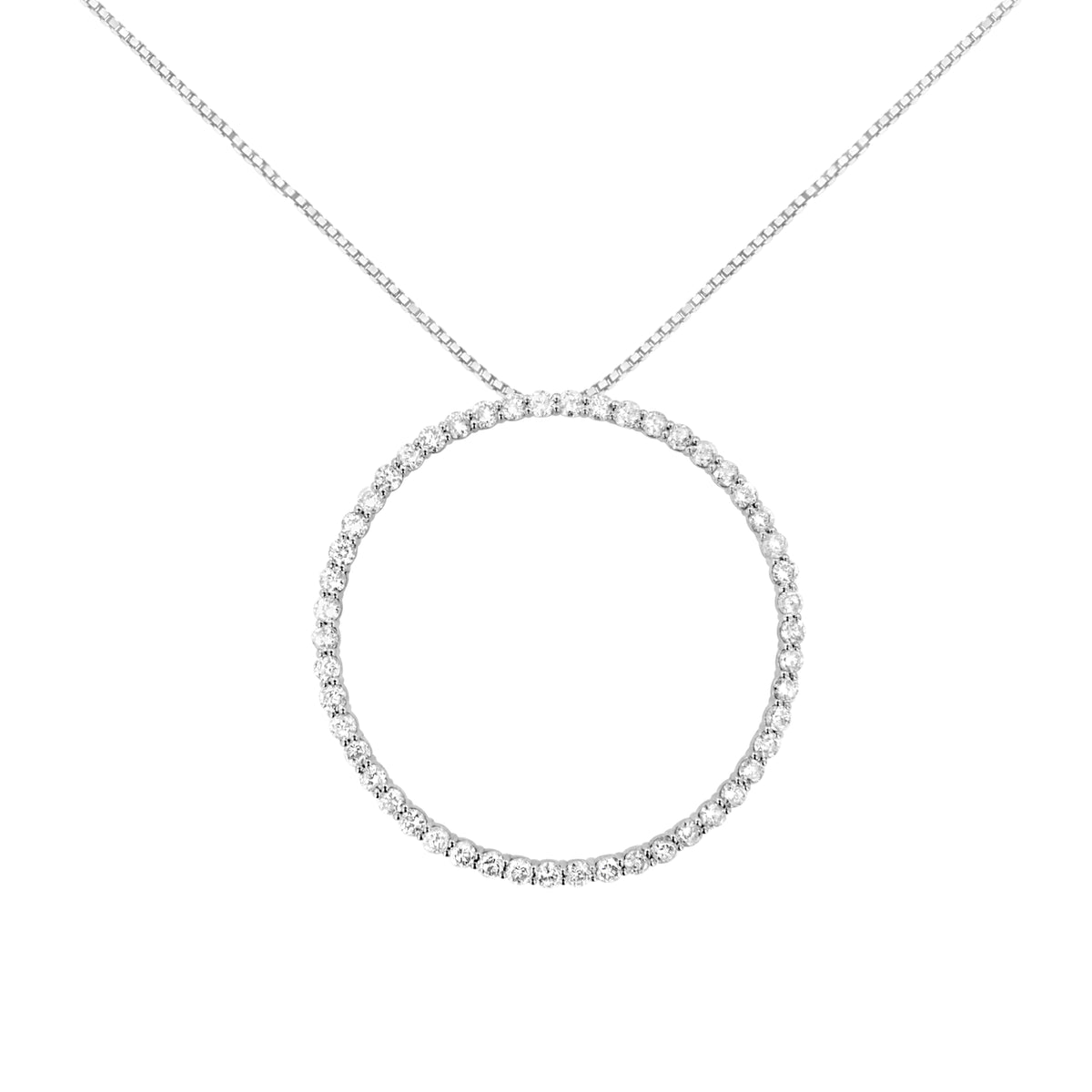 .925 Sterling Silver 4 cttw Prong Set, Round-Cut Diamond Open Circle Hoop 18