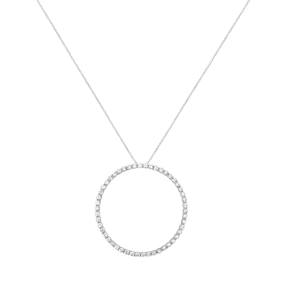 .925 Sterling Silver 4 cttw Prong Set, Round-Cut Diamond Open Circle Hoop 18