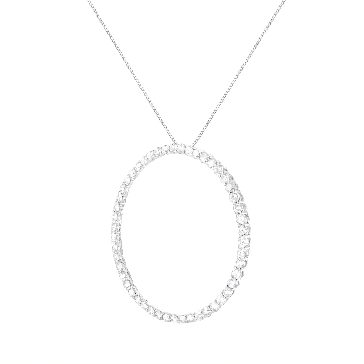 .925 Sterling Silver 4 cttw Prong Set, Round-Cut Diamond Open Circle Hoop 18