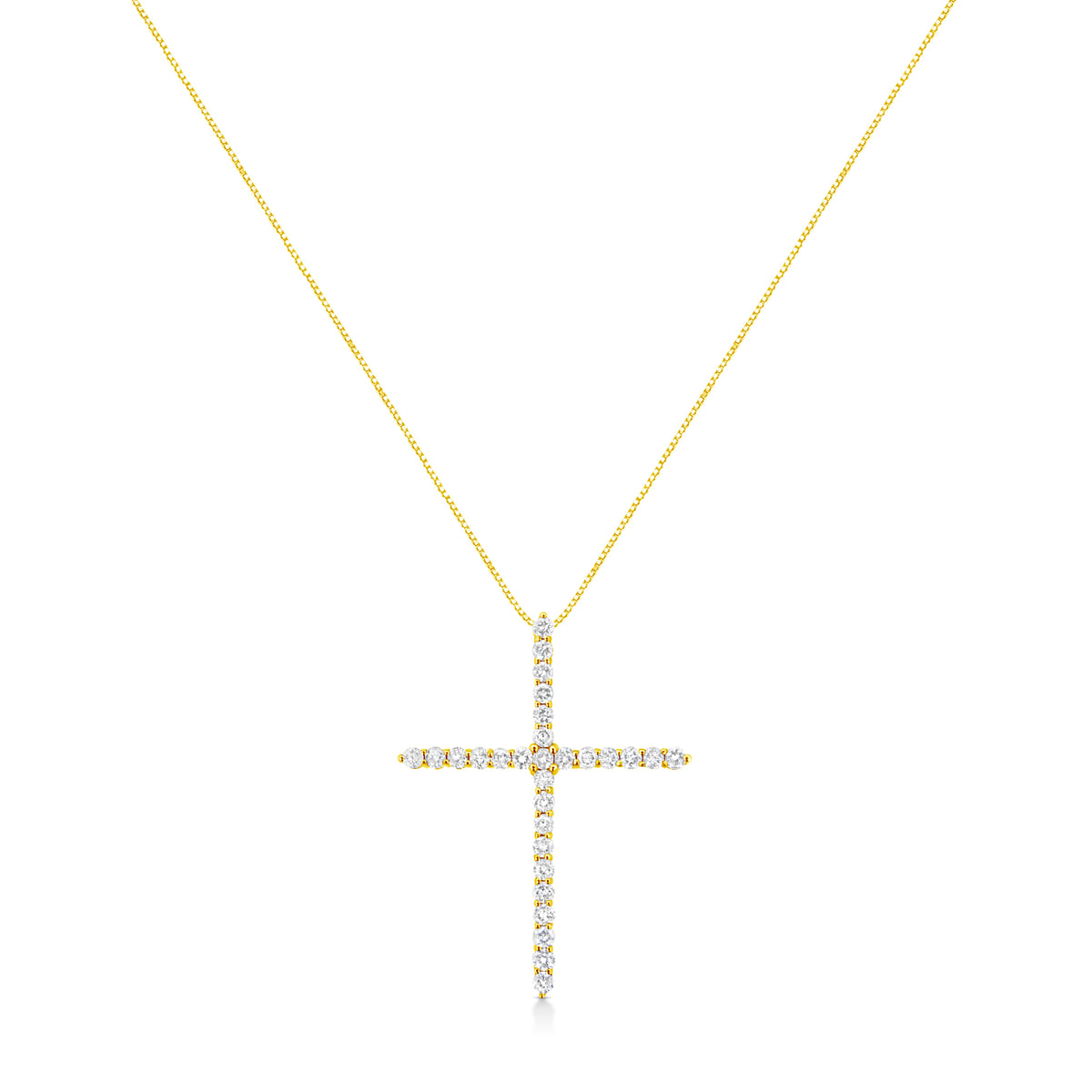 10K Yellow Gold Plated .925 Sterling Silver 3.0 Cttw Prong-Set Round Brilliant Cut Diamond Cross 18