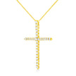 10K Yellow Gold Plated .925 Sterling Silver 3.0 Cttw Prong-Set Round Brilliant Cut Diamond Cross 18