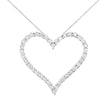 .925 Sterling Silver 3.0 cttw Round-Cut Diamond Open Heart Pendant Necklace (I-J Color, I2-I3 Clarity) - 18