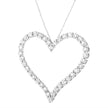 .925 Sterling Silver 3.0 cttw Round-Cut Diamond Open Heart Pendant Necklace (I-J Color, I2-I3 Clarity) - 18