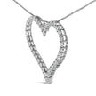 14K White Gold 3.0 Cttw Lab Grown Diamond Open Heart Pendant Necklace