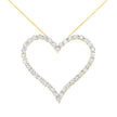 10k Yellow Gold Plated .925 Sterling Silver 3.0 cttw Round-Cut Diamond Open Heart Pendant Necklace (J-K Color, I1-I2 Clarity) - 18