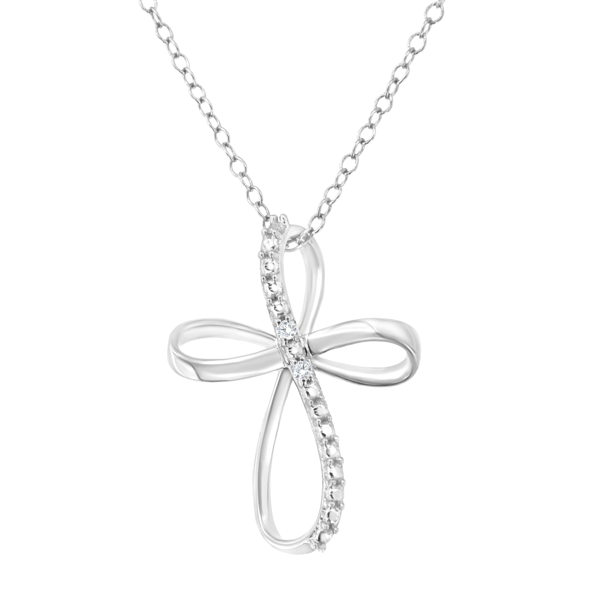 10K Yellow Gold Plated .925 Sterling Silver Diamond Accent Cross Ribbon 18